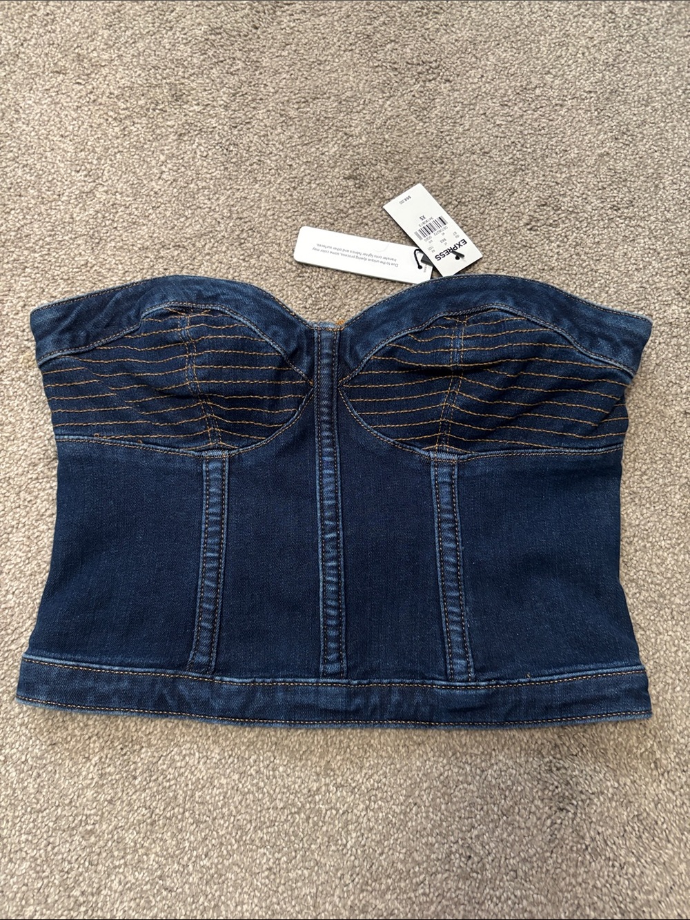 NWT Express denim strapless corset